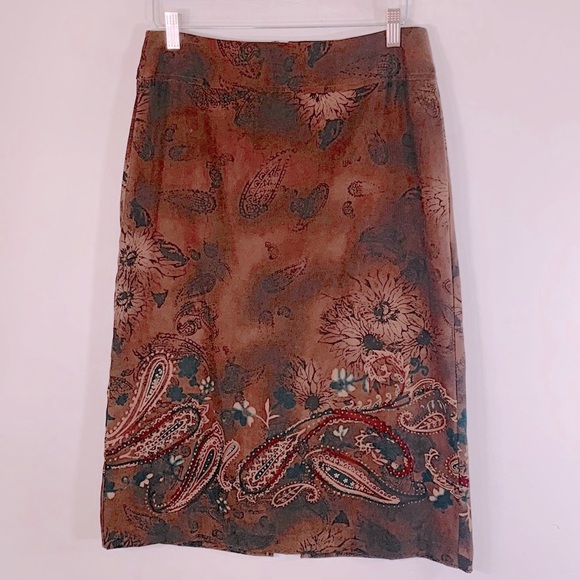 Requirements Dresses & Skirts - Requirements Petite Autumn Fall High Waisted Women’s Size 8P Paisley Brown Skirt